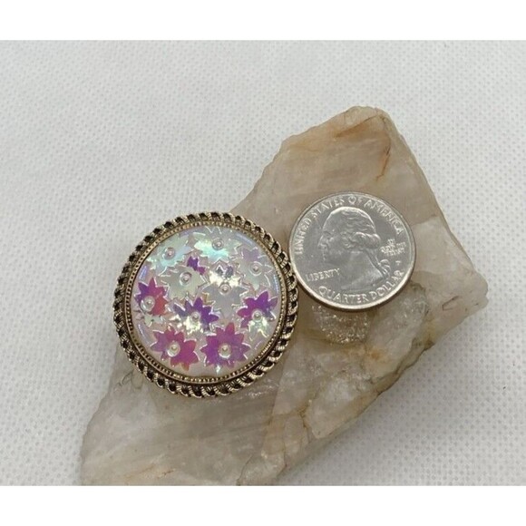 Vintage Western Germany Gold Tone‎ Light Pink Iridescent Star Scarf Clip - Picture 3 of 9